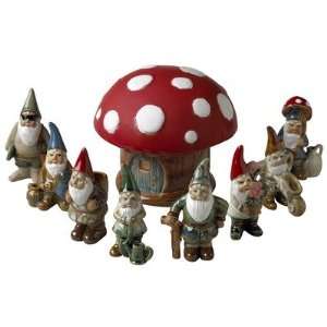  Gnome Mushroom House with Eight Gnomes