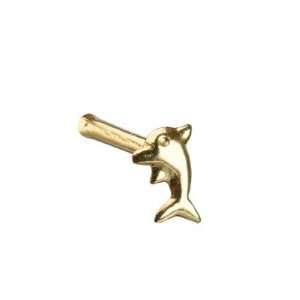  20 Gauge 14K Yellow Gold Dolphin Nose Bone Real Jewelry