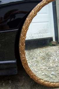 Antique Victorian Ornate Round Gold Gilded Mirror 1944  