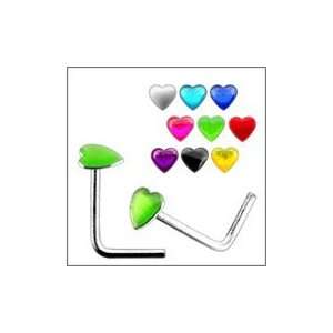    Hand Painted Heart L Shaped Nose Pin Piercing Jewelry Jewelry