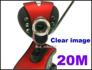 20.0 Mega USB 6 LED Webcam Web Cam Camera PC Laptop+Mic  