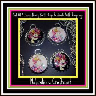 Fancy Nancy Bottle Cap Pendants With Drilled Holes And Attached 