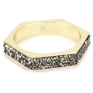 Belle Noel Gold Tone Swarovski Crystal Hexagon Bangle Bracelet 
