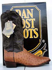 Dan Post Men Saddle Tan Full Quill Ostrich Cowboy Boots  