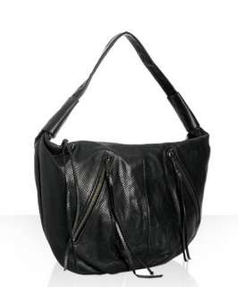 Rebecca Minkoff black perforated leather Embrace zipper shoulder bag