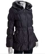 Betsey Johnson steel quilted faux fur trimmed down parka style 