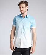 Projek Raw turquoise dip dye striped cotton short sleeve button front 