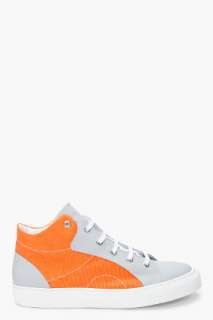 Raf Simons Orange And Grey Mid Top Sneakers for men  