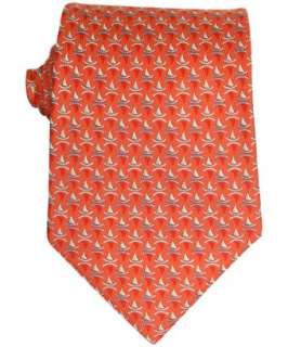 Ferragamo orange shark fin silk twill tie  
