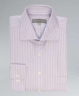 Hickey Freeman purple jacquard stripe cotton spread collar dress shirt