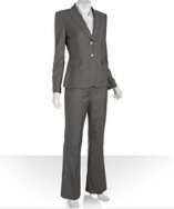Tahari ASL grey pinstripe 2 button wide leg pant suit style# 314681201