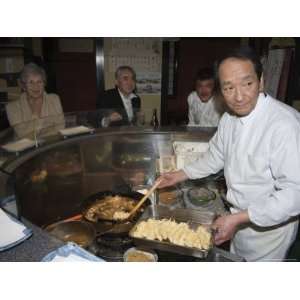  Chef Cooking at Tempura Restaurant, Japan Photographic 