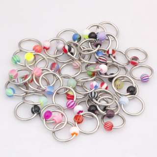   50pcs Different 16g Stainless Steel UV Ball Hoop Nose Rings 158  