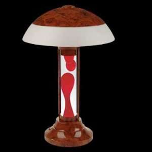 Lava® Table Lamp   Burl Wood Base Red Wax with Clear Liquid End Table 
