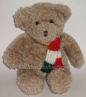 GUND Plush Brown TEDDY BEAR w/ Scarf Tan Scruffy Haired Stuffed Animal 