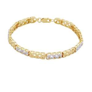   Gold Plated Sterling Silver Diamond Accent X Link Bracelet, 7.25