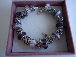   Sterling Silver Pandora Bracelet.Size 7.9.W/receipt Gift box Charm MOM