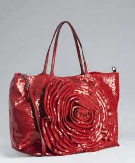 Valentino red sequin satin Petal rosette tote  BLUEFLY up to 70% 