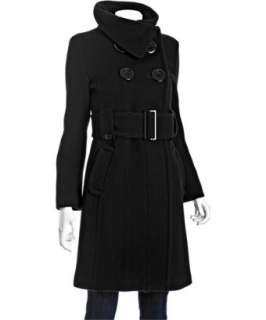 Soia & Kyo black wool blend Gem D asymmetrical neck belted coat 