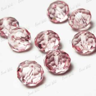 20pcs Light Red Faceted Cut Rondelle Crystal Glass Beads 10×8mm 