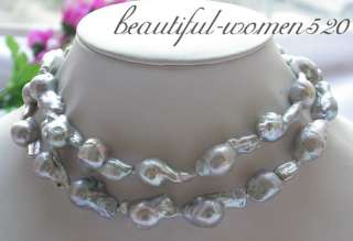32 18mm gray baroque keshi reborn pearl necklace  
