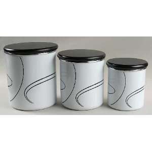 Corning Simple Lines 3 Piece Metal Canister Set W/Wood Lids, Fine 
