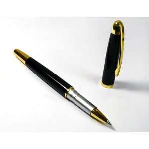  Classic Black Roller Ball Pen Golden Ring & Tip with Ink 
