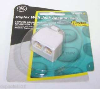 GE Duplex Wall Jack Adaptor   White TL26522 NIP  
