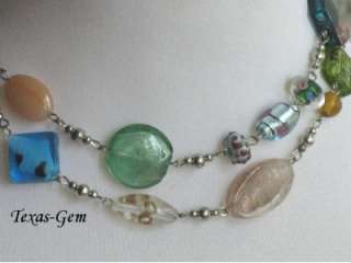 Premier Designs VENETIAN necklace RHODIUM SILVER COLOR glass & beads 