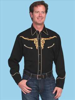 Scully P799 Mens Western Snap Black Fancy Cowboy Shirt  