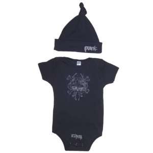   Cross Bones Baby Outfit Gray Short Sleeve and Punk Hat Gift Set Baby