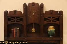 Arts & Crafts Mission Oak Fireplace Mantel & Clock  