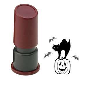  Halloween Pre Inked Rubber Stamp   PUMPKIN & CAT
