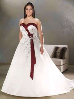 Stock White+ red high quality embroidery Wedding Dress size 16 18 26 