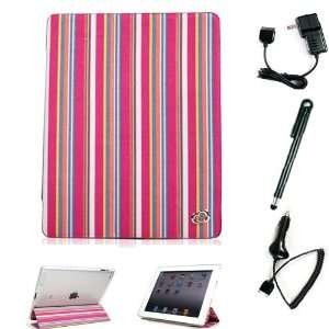  Magenta Tri PAD Canvas Case with Adjustable Stand for Apple iPad 