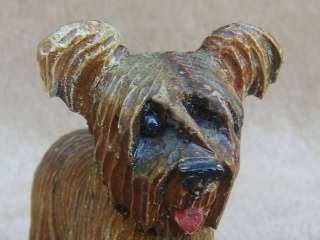 Vintage ANRI Wood Carved SkyeTerrier Dog. Measures approximately 3 1 