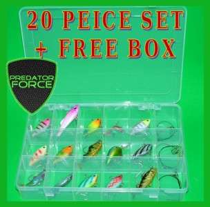 20pc LURE SET SPINNERS PLUGS SPOONS TRACES + FREE BOX PIKE FISHING SET 