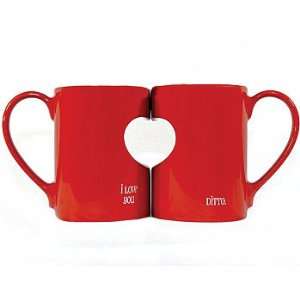 I Love You Ditto Double Mug Set with Heart Shaped Cut Out 