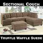 New Sectional Couch 2 Pc Set Truffle Waffle suede w/ Reversible Chaise 