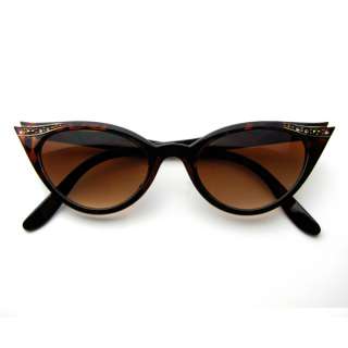 Womens Rhinestone Vintage Retro Cat Eye Sunglasses 2418 BLACK TORT 