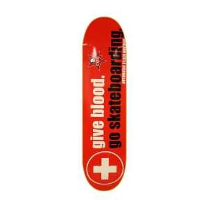  ATM Give Blood Red Logo Skateboard Deck (7.5) Sports 
