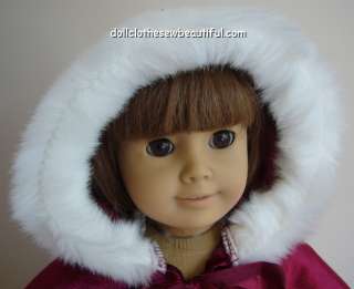 Doll Clothes Fit American Girl Elizabeth Fur Hood Cloak  