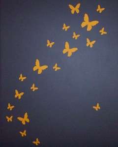 21 YELLOW BUTTERFLY WALL STICKERS NURSERY REMOVABLE  