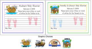 BABY SHOWER Noahs Ark Noahs Wish Advice Cards Personalized Party 