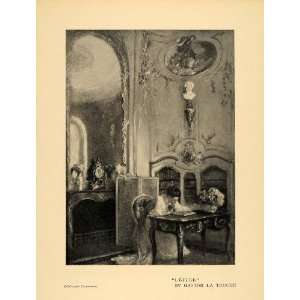  1908 Print LEtude Study Touche Desk Women Books Mirror 