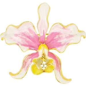   Pink Orchid Flower Swarovski Crystal pin brooch and Pendant Jewelry