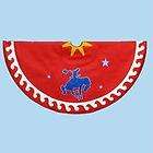 50 wild west country red felt christmas tree skirt with blue cowboy 