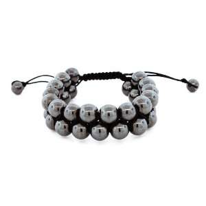 Two Row Black Heavy Steel 30 Beads 10mm With Black String Adjustable 