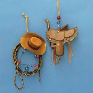   of 12 Wild West Cowboy Hat and Saddle Christmas Ornaments by Gordon